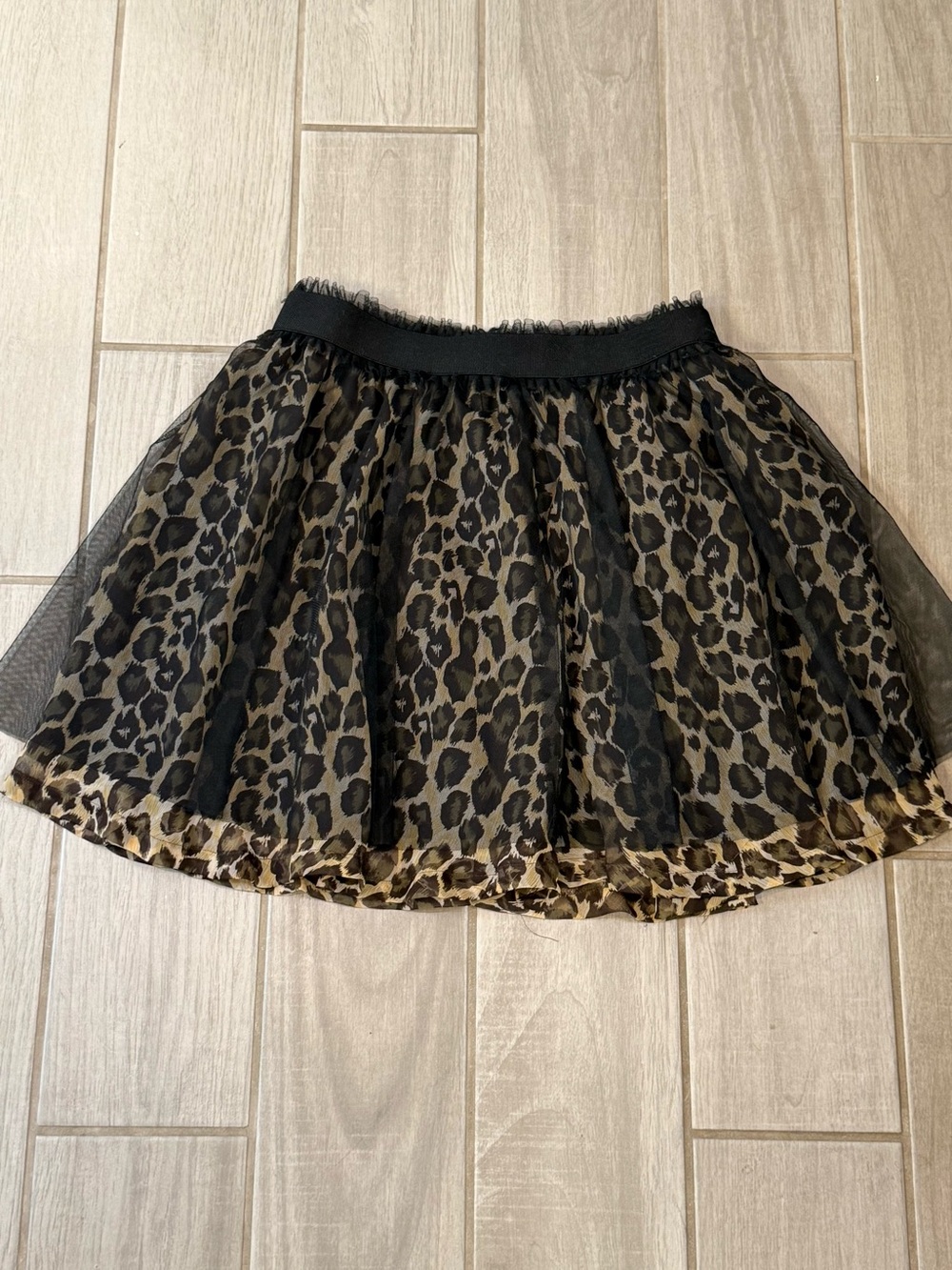Y2K Forever 21 Leopard Print Tulle Skater Skirt - Black/Tan size Large - Picture 3 of 8
